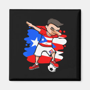 Íman Menino de Futebol Dabbing Porto Rico Adepto Jersey