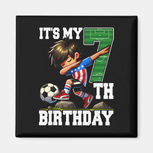 Íman Menino de Futebol É Meu 7º Aniversário Bandeira Am