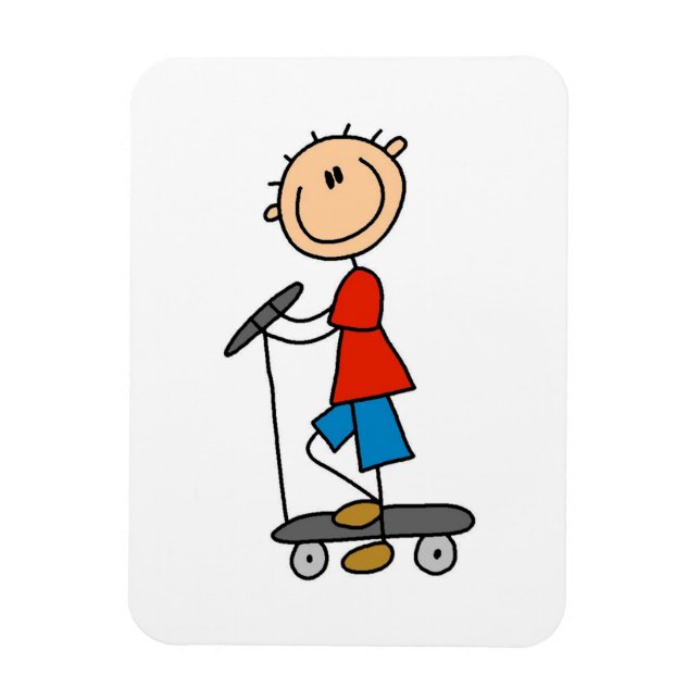 Íman Menino de palito em scooter (Vertical)