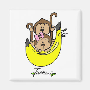 Íman Menino do macaco e camiseta e presentes gêmeos da