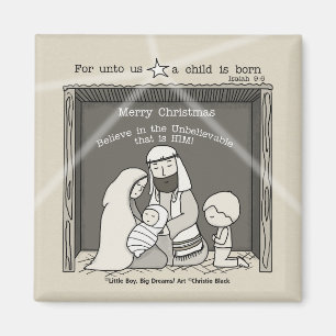Íman Menino junto à manjedoura - Feliz Natal