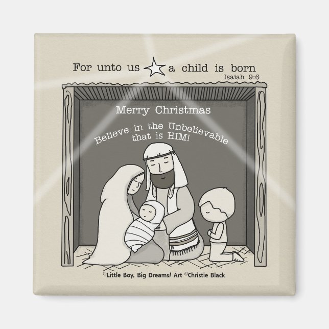 Íman Menino junto à manjedoura - Feliz Natal (Frente)