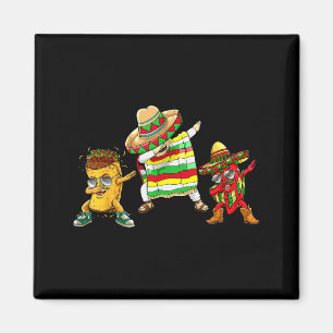 Íman Menino Mexicano Dabbing Poncho Cinco De Maio Engra