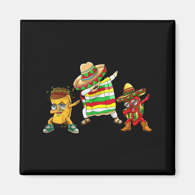 Íman Menino Mexicano Dabbing Poncho Cinco De Maio Engra (Frente)