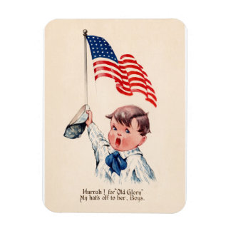 Íman Menino Patriótico Vintage Bandeira Americana 4 de