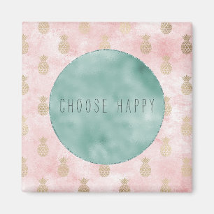 Íman Menino Rosa Blush Dourado Ananases