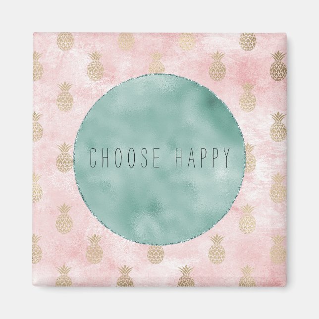 Íman Menino Rosa Blush Dourado Ananases (Frente)