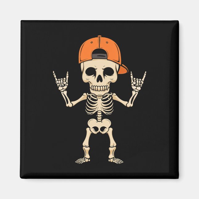 Íman Meninos do Skeleton Boné Halloween Punk Rock (Frente)
