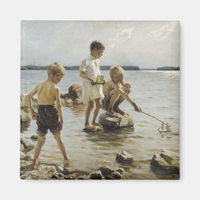 Íman Meninos tocando na praia (por Albert Edelsense) (Frente)