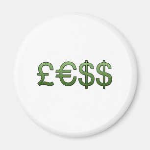 Íman menos dinheiro Símbolos Libras, Euro Dólar Ameri