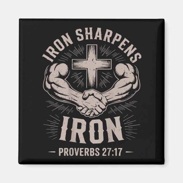 Íman Men's Christian Workout Iron Sharpens Iron Proverb (Frente)