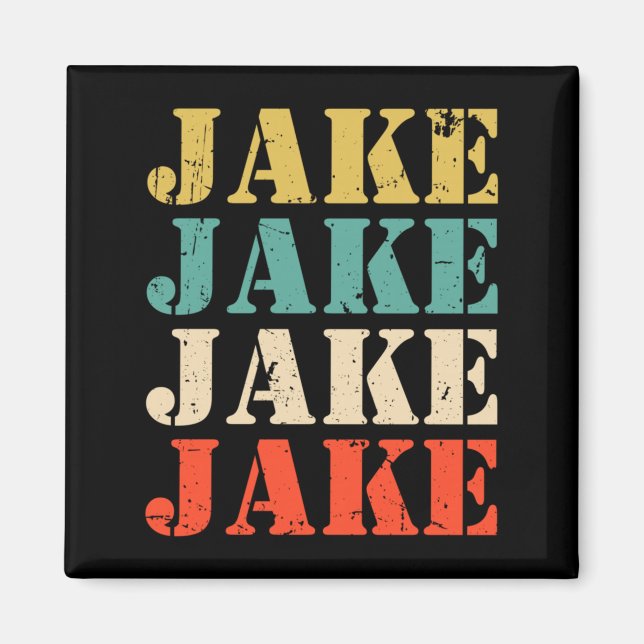 Íman Mens Jake Retro Names Vintage Style Personalized (Frente)