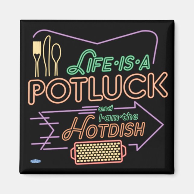 Íman Mensagens magnéticas "Potluck Hotdish" (Frente)