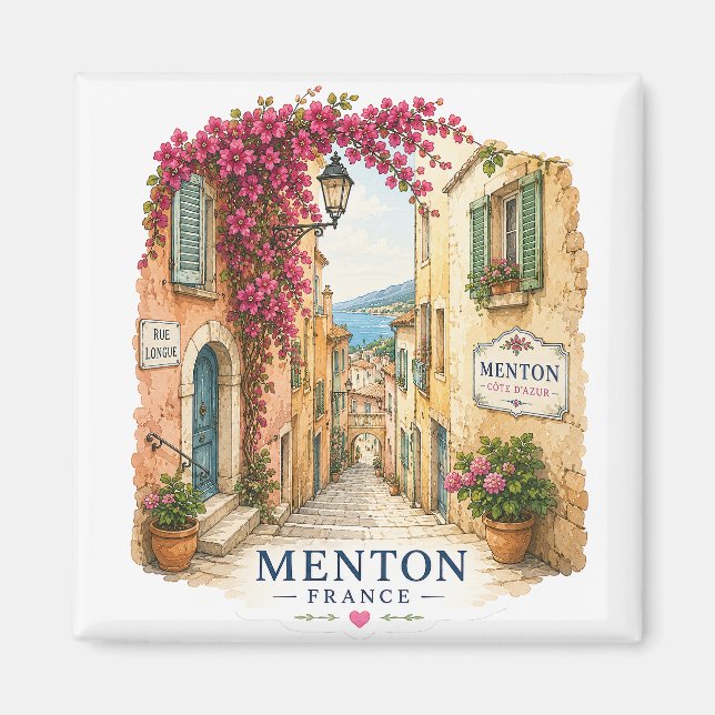 Íman Menton French Riviera Magnet - Charming Old Town  (Frente)