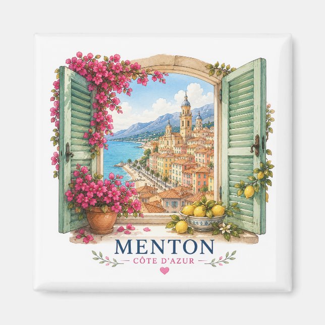 Íman Menton French Riviera Magnet - View Through Window (Frente)