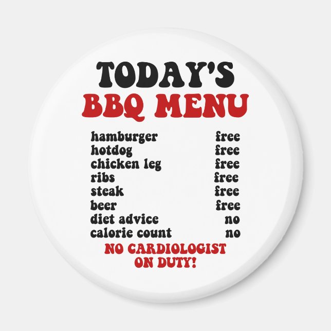 Íman Menu Barbecue Funny (Frente)
