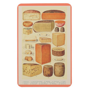 Íman Menu de ilustração do gráfico de queijo Vintage