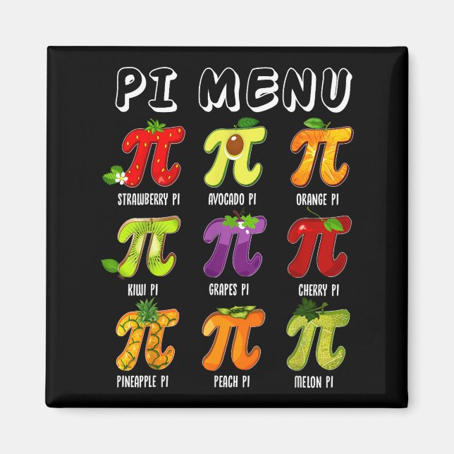 Íman Menu Pi 3.14 Símbolo Pi Engraçado Fruta Professor  (Frente)