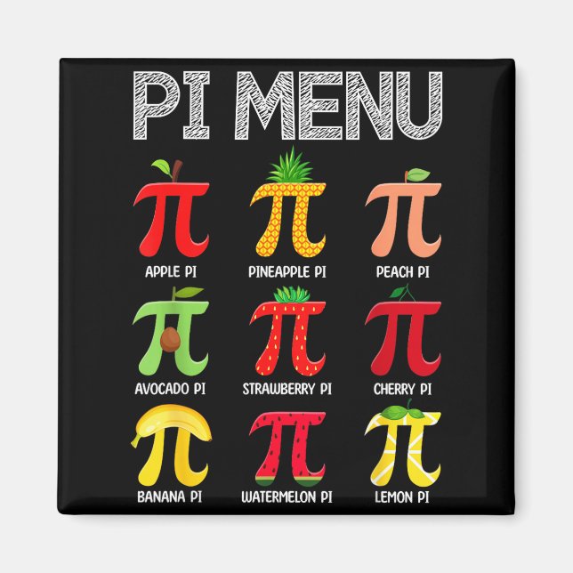 Íman Menu Pi Frutas Feliz Dia do Pi Professor de Matemá (Frente)