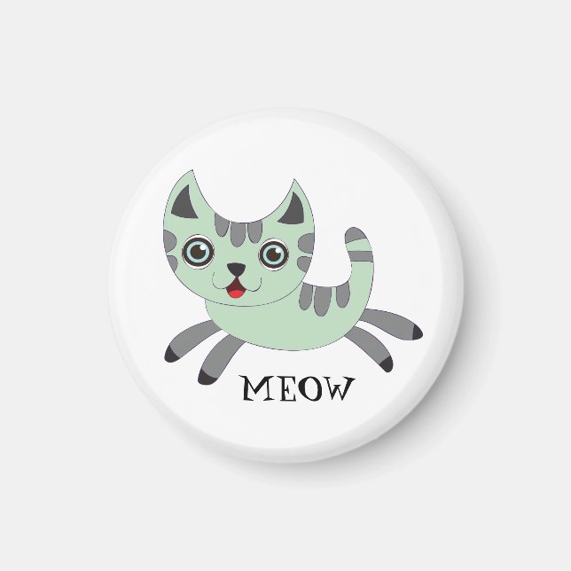 Íman MEOW: Gato Verde Correndo (Frente)