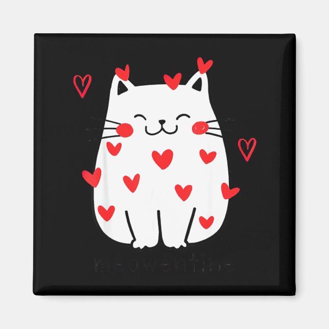 Íman Meowentine Cute Cat Valentines Day Men Women Cat D (Frente)