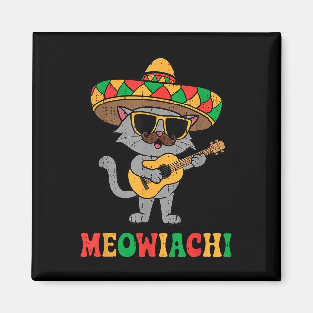 Íman Meowiachi Cat Mariachi Funny Cinco De Mayo Mexican (Frente)