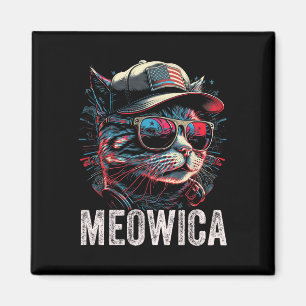 Íman Meowica 4 de Julho Gato Bandeira Americana América