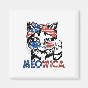 Íman Meowica Gato Óculos de Sol Bandeira Americana 4 De