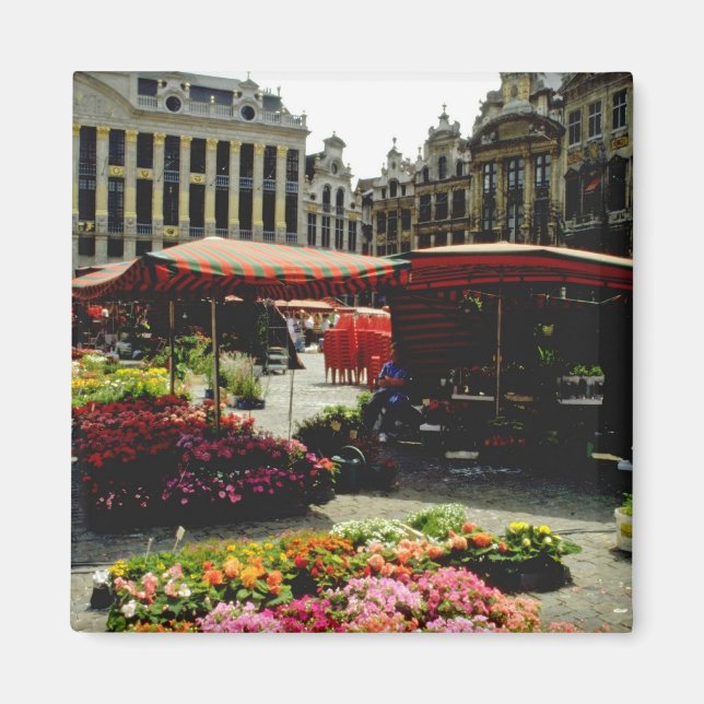 Íman Mercado da Flor Rosa na praça principal, Bruxelas, (Frente)