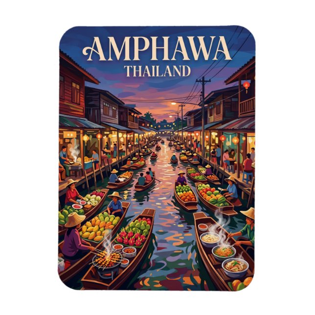 Íman Mercado Flutuante de Amphawa Tailândia (Vertical)