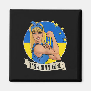 Íman Mercadorias de Menina Ucraniana Feminina Bandeira 