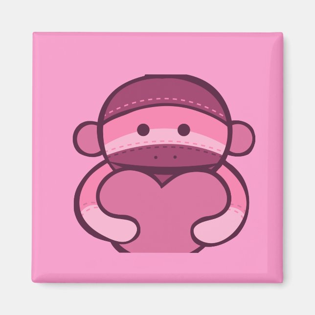 Íman Merchandise de macaco-meia-Namorados rosa (Frente)