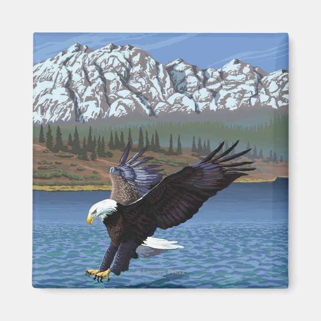 Íman Mergulho Bald Eagle - Parque Nacional de Yellowsto (Frente)