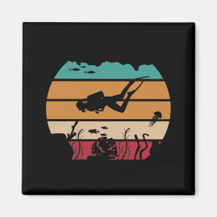Íman Mergulho no Oceano Scuba Diver Retro