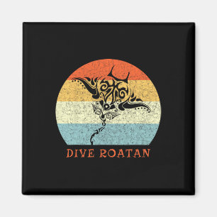 Íman Mergulho Roatan Vintage Retro Tril Stingray Férias
