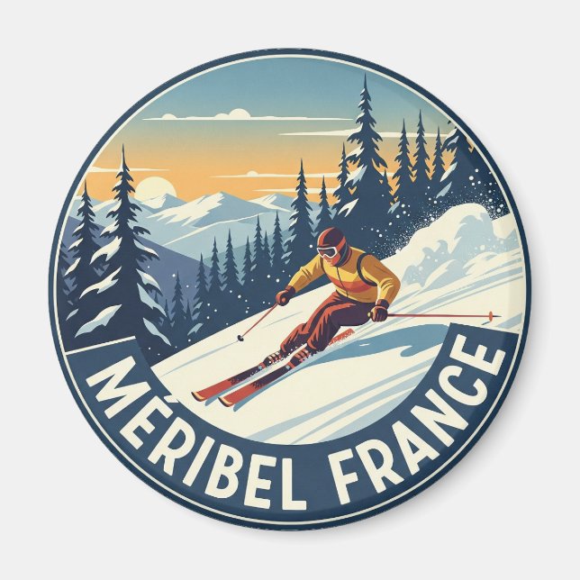 Íman Méribel France Skier Skiing (Frente)