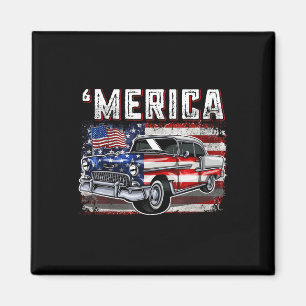 Íman Merica American Flag Old Car 4 De Julho Kids Boy