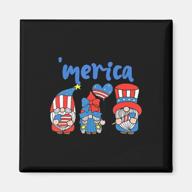 Íman Merica Gnomos EUA Bandeira Fireworks Dia 4 (Frente)