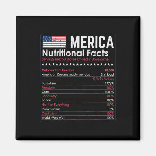 Íman Merica Nutrition Fact Engraçado América 4 De Julho