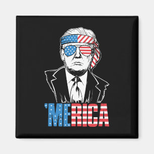 Íman Merica Trump Happy 4 De Julho Bandeira Americana T