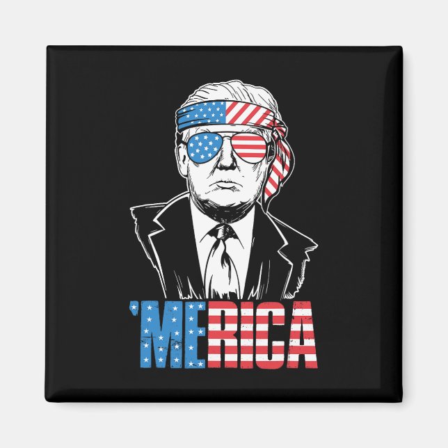 Íman Merica Trump Happy 4 De Julho Bandeira Americana T (Frente)