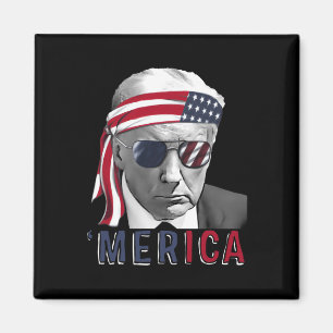 Íman Merica Trump Happy 4 De Julho Bandeira Americana T