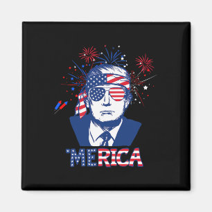 Íman Merica Trump Happy 4 De Julho Bandeira Americana T