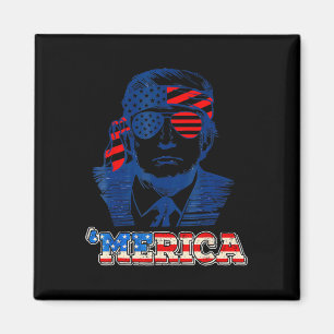Íman Merica Trump Happy 4 De Julho Bandeira Americana T