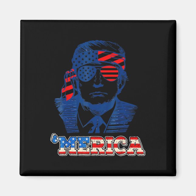 Íman Merica Trump Happy 4 De Julho Bandeira Americana T (Frente)