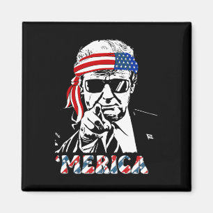 Íman Merica Trump Happy 4 De Julho Bandeira Americana T