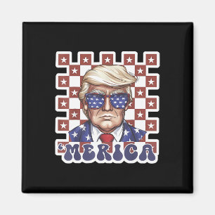 Íman Merica Trump Happy 4 De Julho Bandeira Americana T