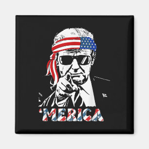 Íman Merica Trump Happy 4 De Julho Bandeira Americana T