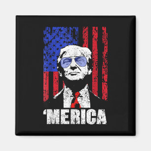 Íman Merica Trump Happy 4 De Julho Bandeira Americana T