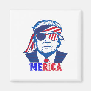 Íman Merica Trump Happy 4 De Julho Bandeira Americana T